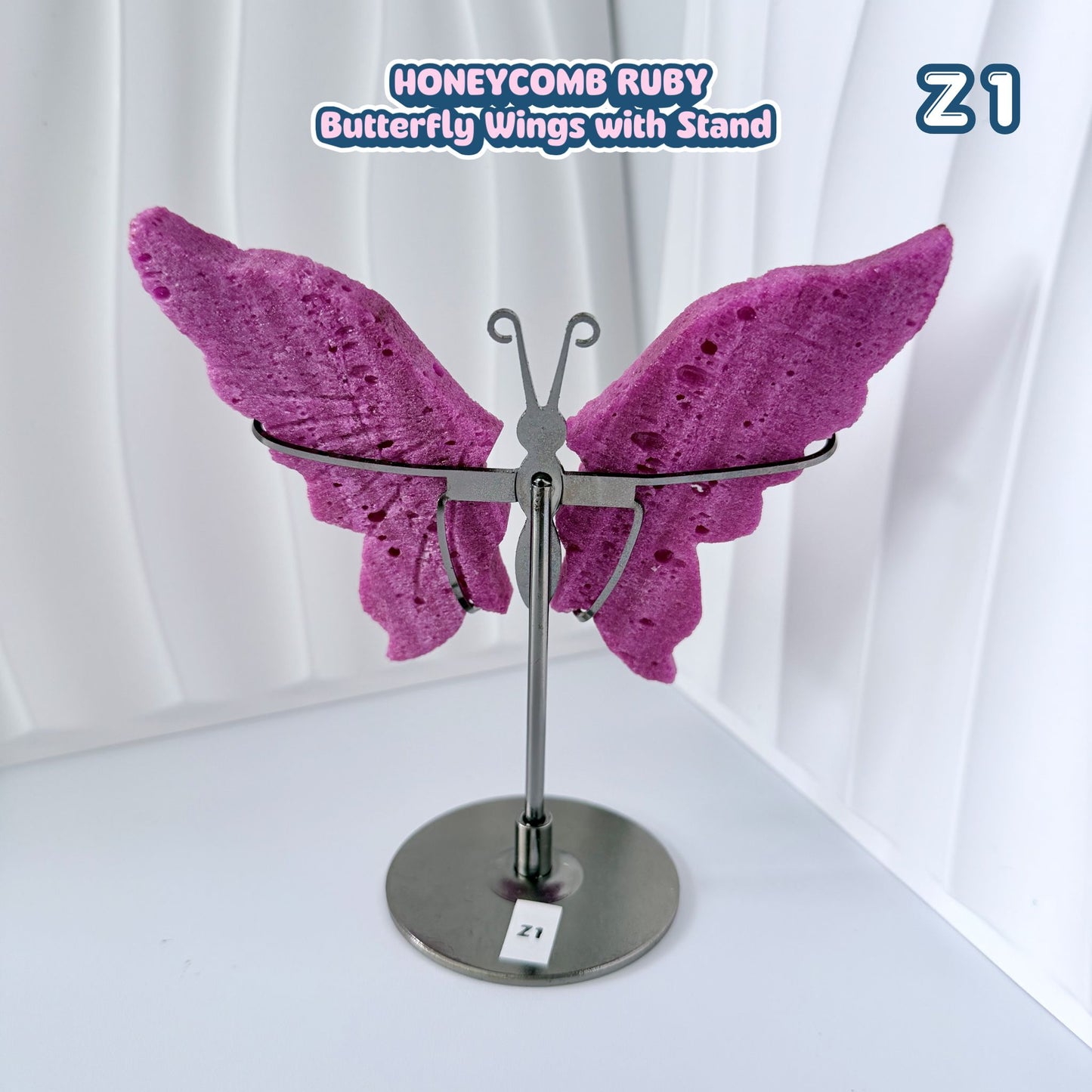 Honeycomb Ruby Butterfly Wings with Stand | Z1