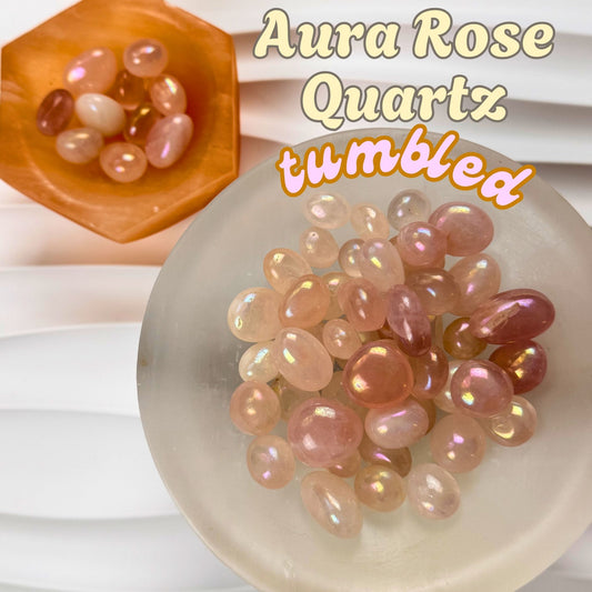 Aura Rose Quartz Tumbled Stone