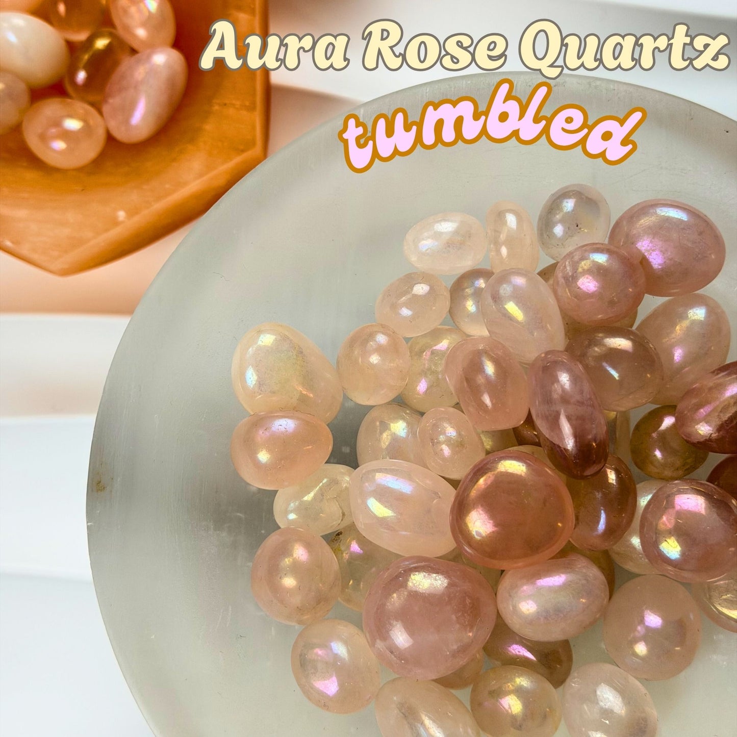 Aura Rose Quartz Tumbled Stone