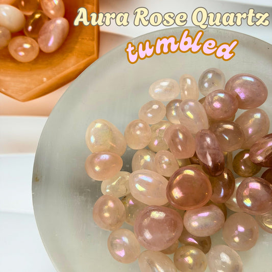 Aura Rose Quartz Tumbled Stone
