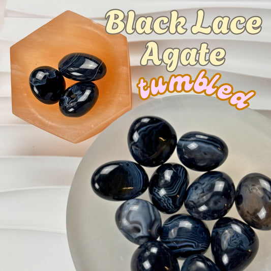 Black Lace Agate Tumbled Stone