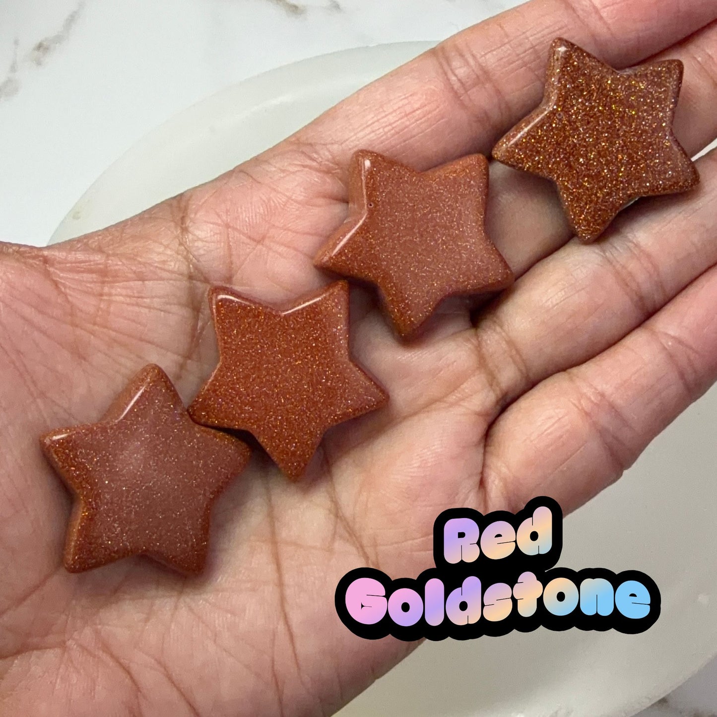 Red Goldstone Mini Star Carving