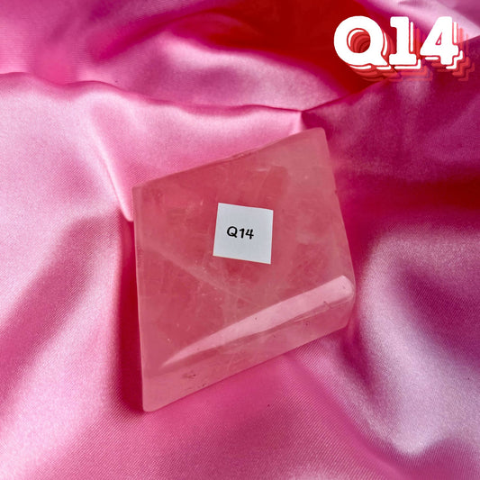 Rose Quartz Diamond Carving with Stand | Q14