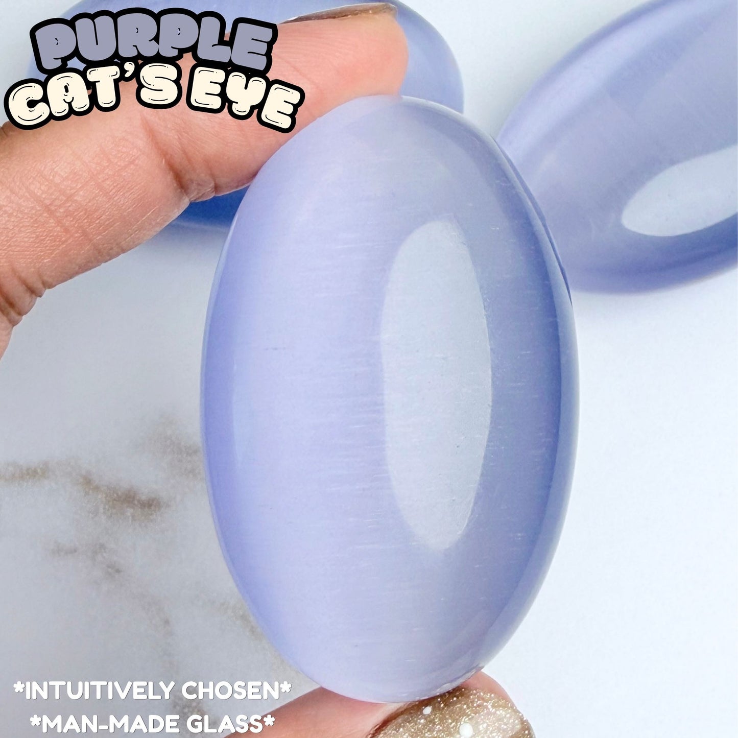 Purple Cat's Eye Palm Stone | Synthetic