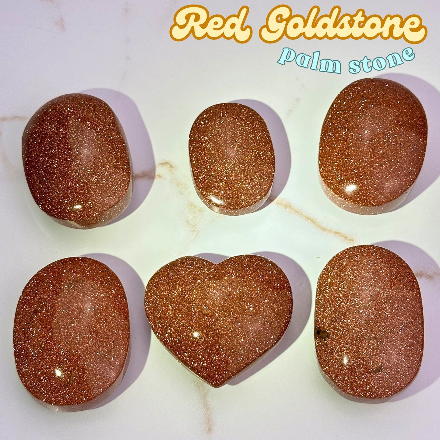 Red Goldstone Palm Stone (man-made) | Intuitively Chosen