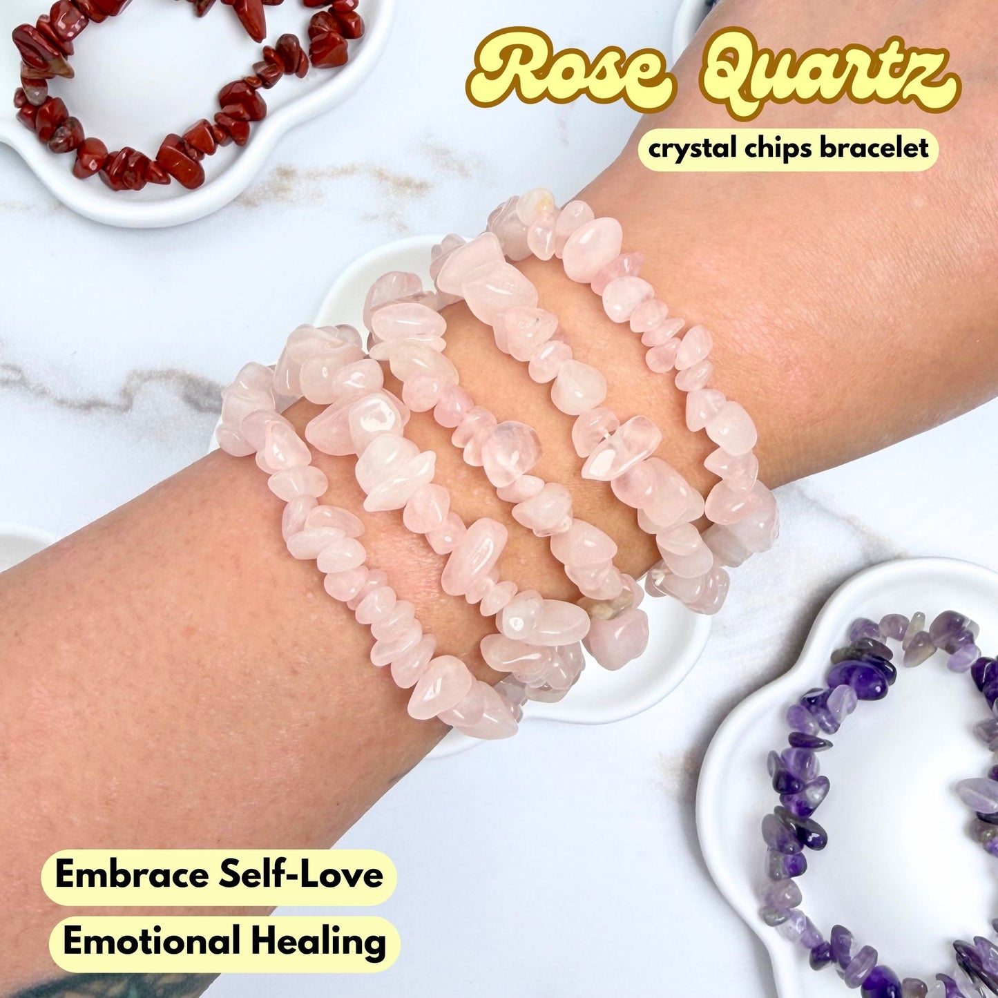 Rose Quartz Chip Bracelet