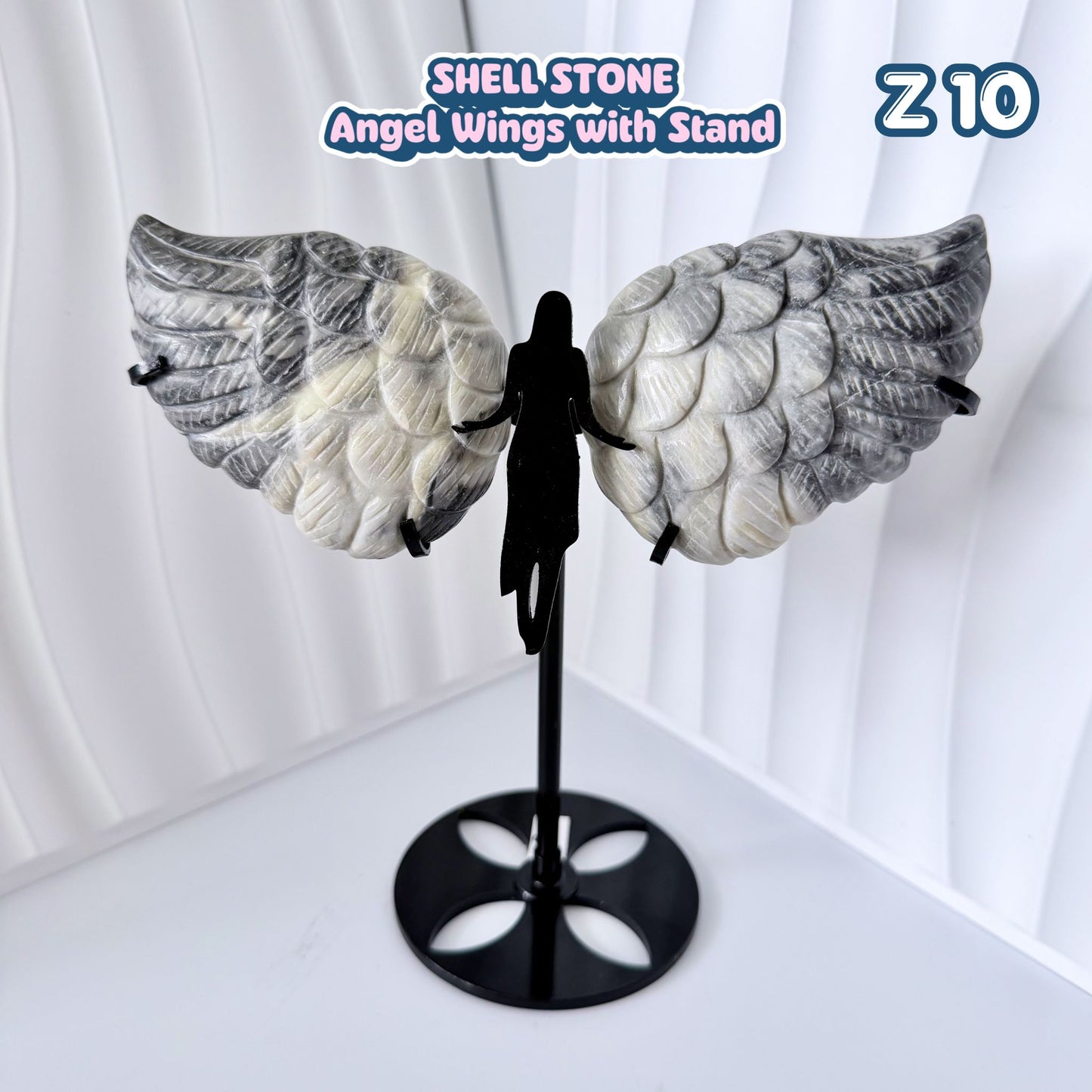 Shell Stone Angel Wings with Stand | Z10