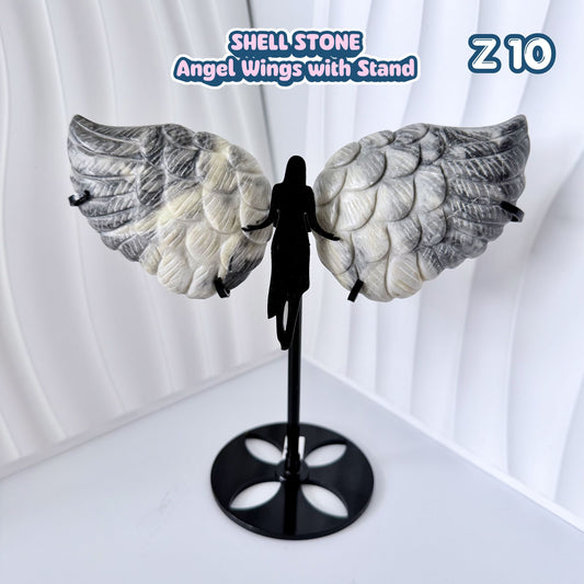 Shell Stone Angel Wings with Stand | Z10