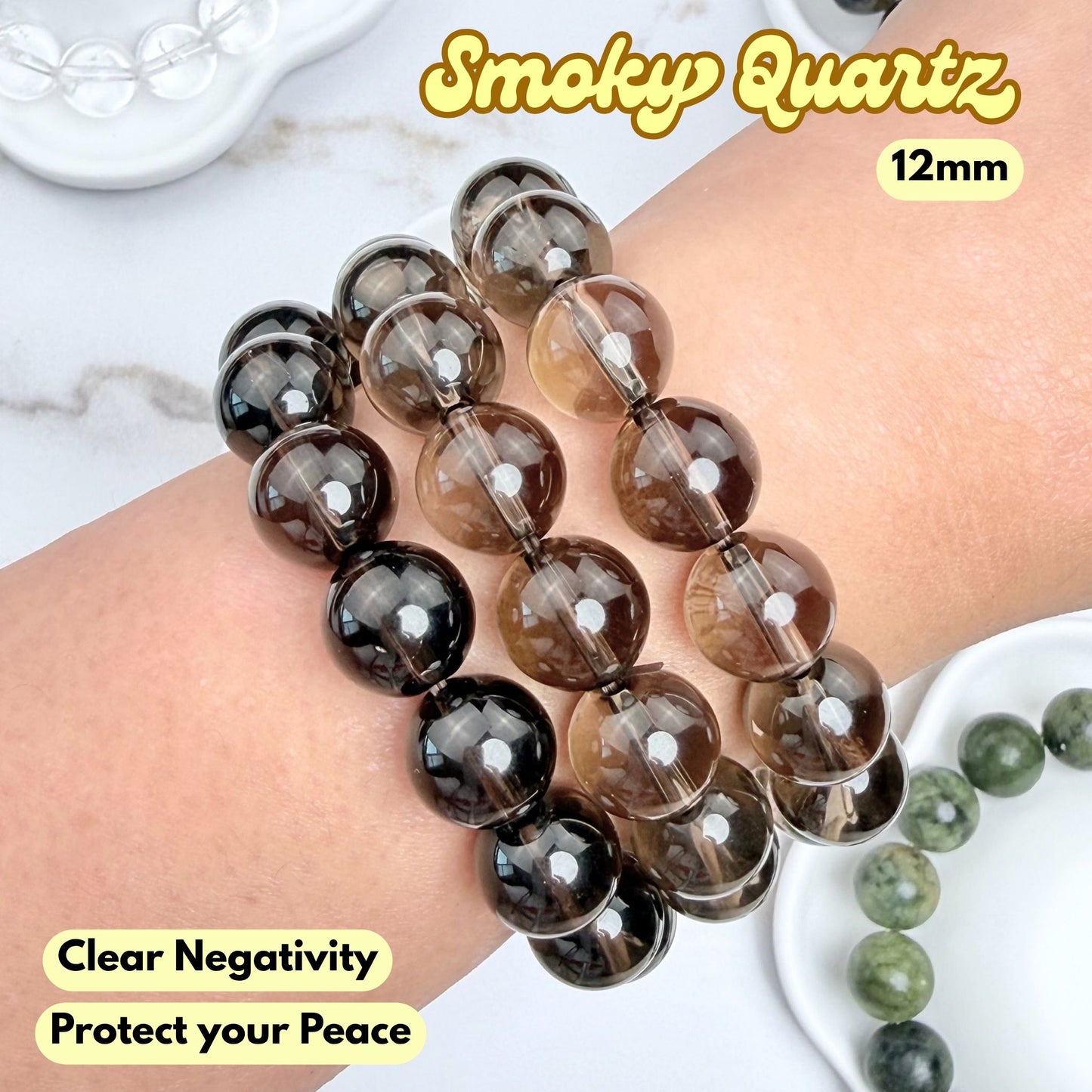 Smoky Quartz 12mm Bracelet