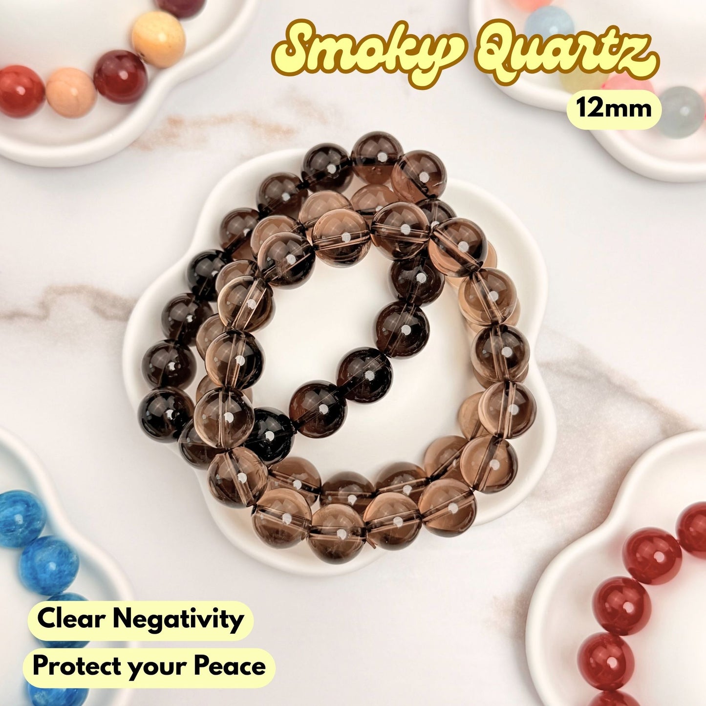 Smoky Quartz 12mm Bracelet