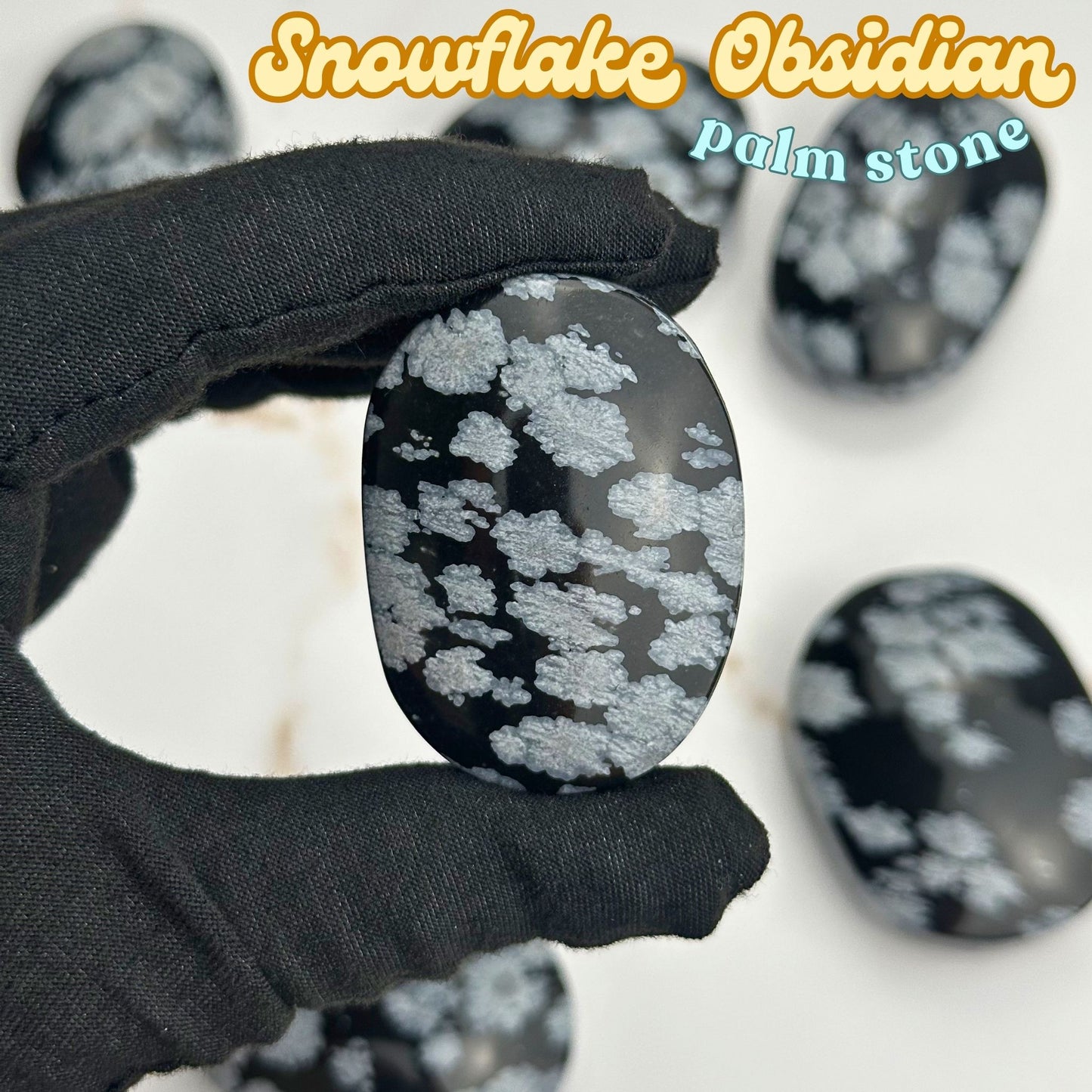Snowflake Obsidian Palm Stone | Intuitively Chosen