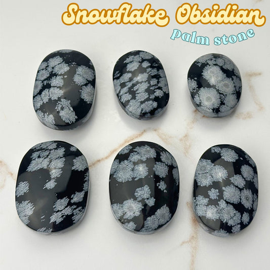 Snowflake Obsidian Palm Stone | Intuitively Chosen