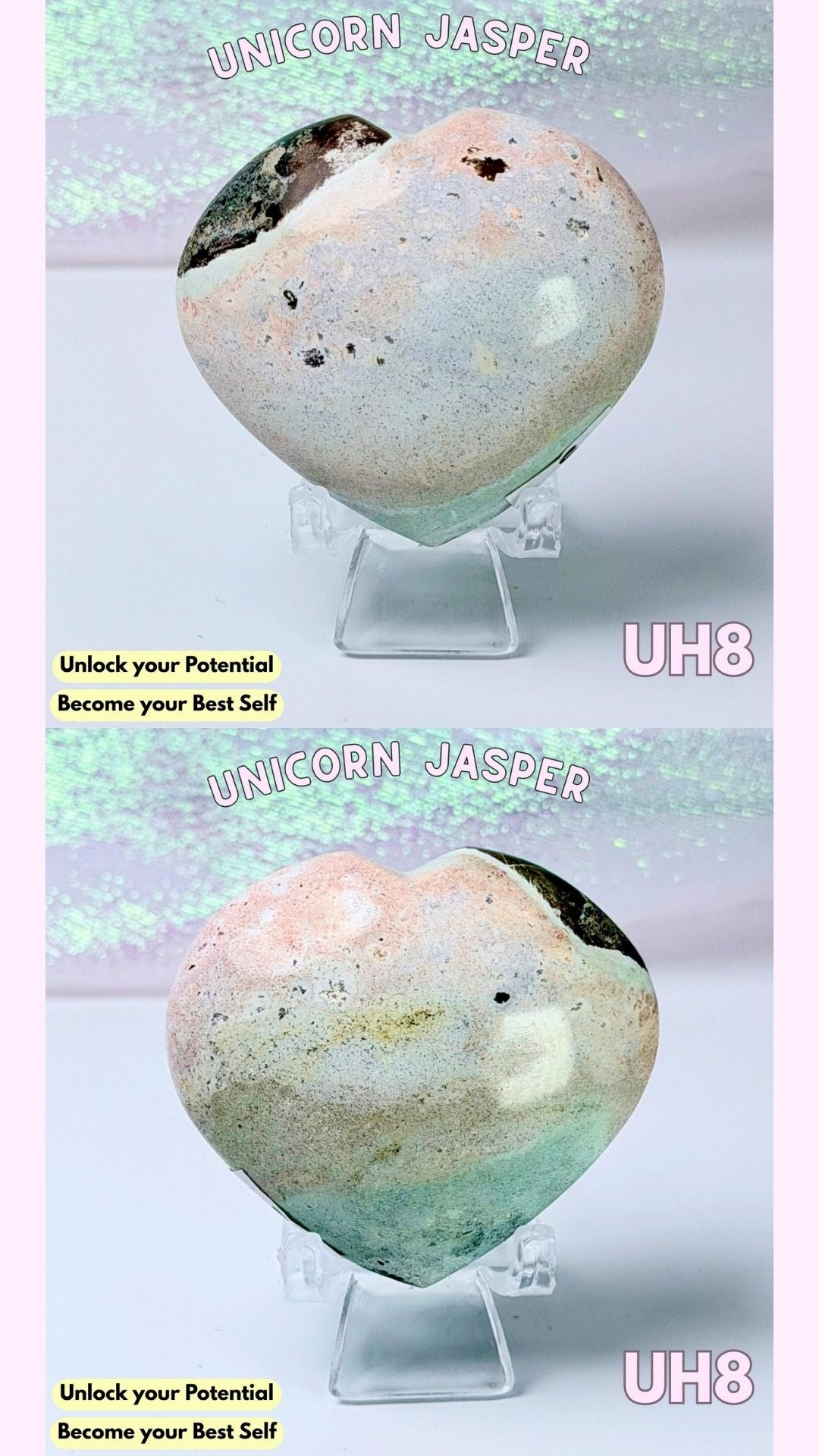 Unicorn Jasper Heart Carving | Choose Your Own
