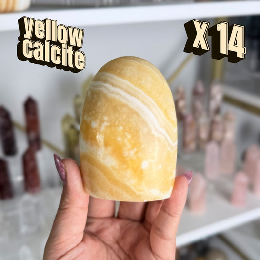 Yellow Banded Calcite Polished Freeform | X014