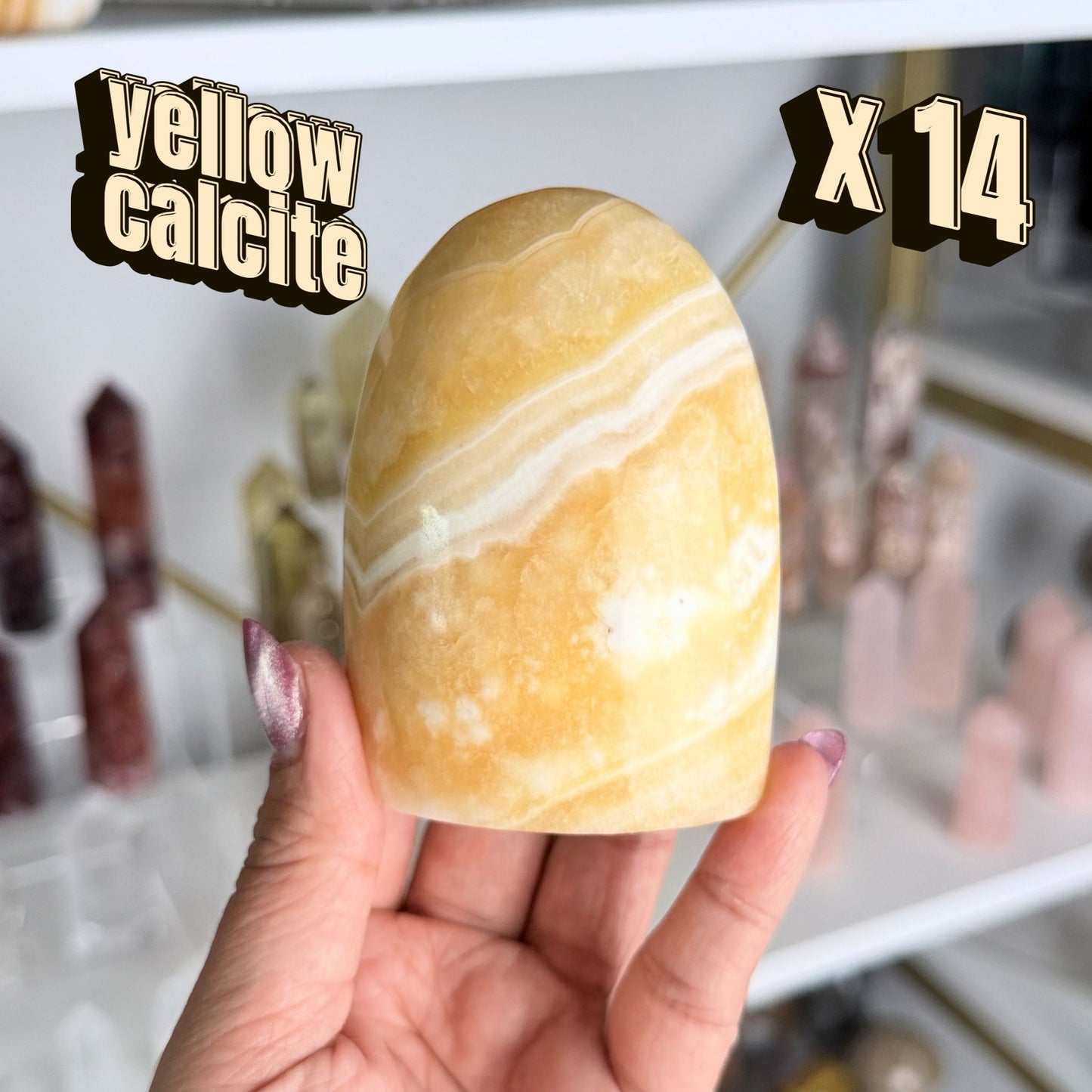 Yellow Banded Calcite Polished Freeform | X014