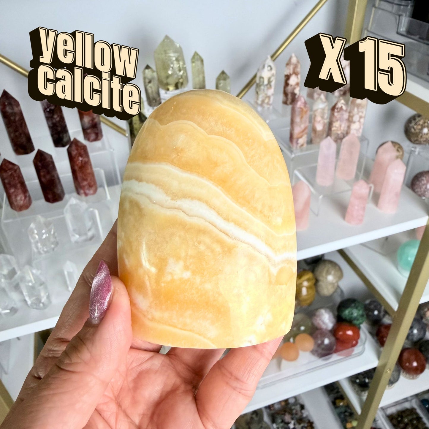 Yellow Banded Calcite Polished Freeform | X015