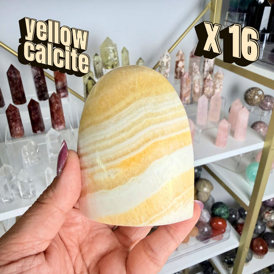 Yellow Banded Calcite Polished Freeform | X016