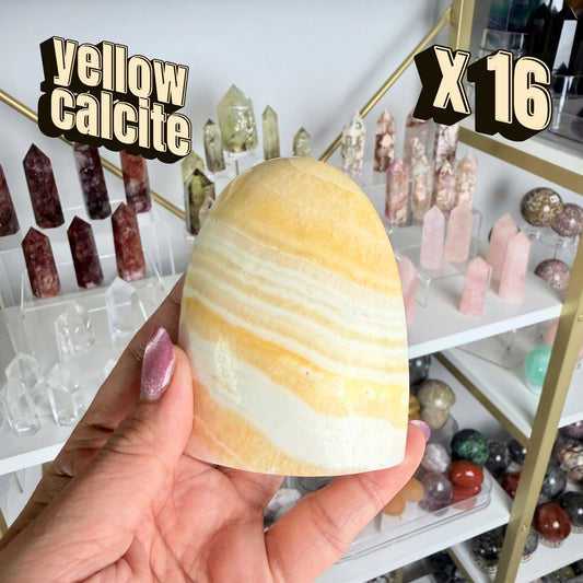 Yellow Banded Calcite Polished Freeform | X016