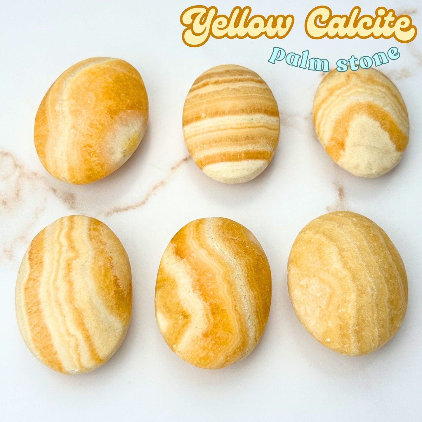 Yellow Banded Calcite Palm Stone | Intuitively Chosen