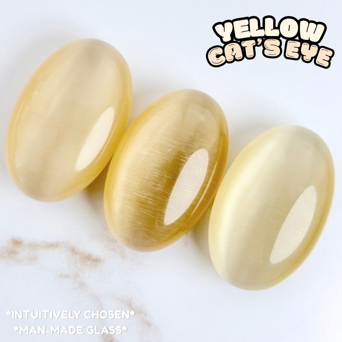 Yellow Cat's Eye Palm Stone | Synthetic